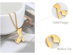 Dog Cat Pet Animal Cute Necklace Gold Color Stainless Steel Chain Necklaces for Women - PeticaDeals
