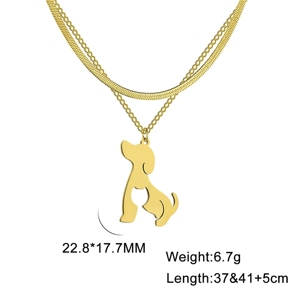 Dog Cat Pet Animal Cute Necklace Gold Color Stainless Steel Chain Necklaces for Women - PeticaDeals