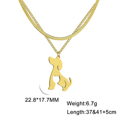 Dog Cat Pet Animal Cute Necklace Gold Color Stainless Steel Chain Necklaces for Women - PeticaDeals