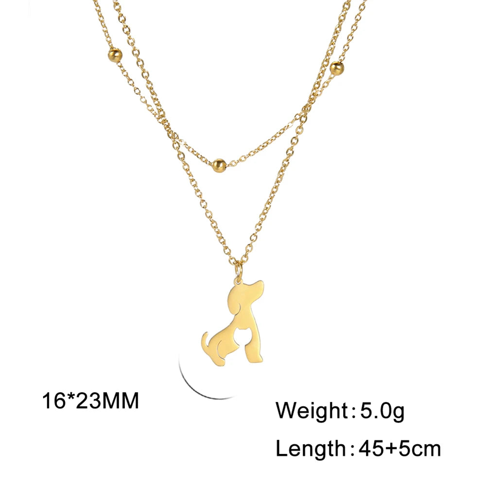 Dog Cat Pet Animal Cute Necklace Gold Color Stainless Steel Chain Necklaces for Women - PeticaDeals