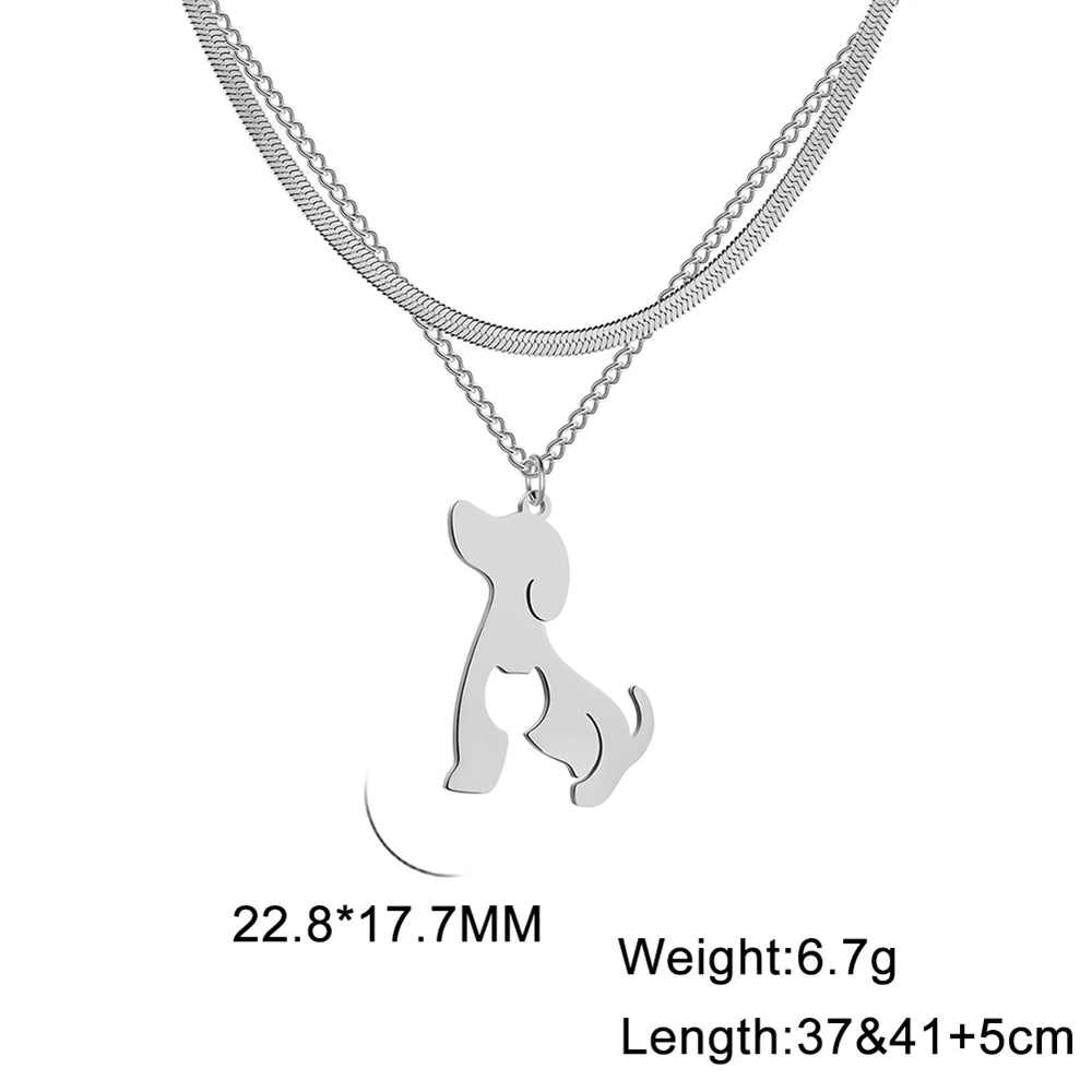 Dog Cat Pet Animal Cute Necklace Gold Color Stainless Steel Chain Necklaces for Women - PeticaDeals