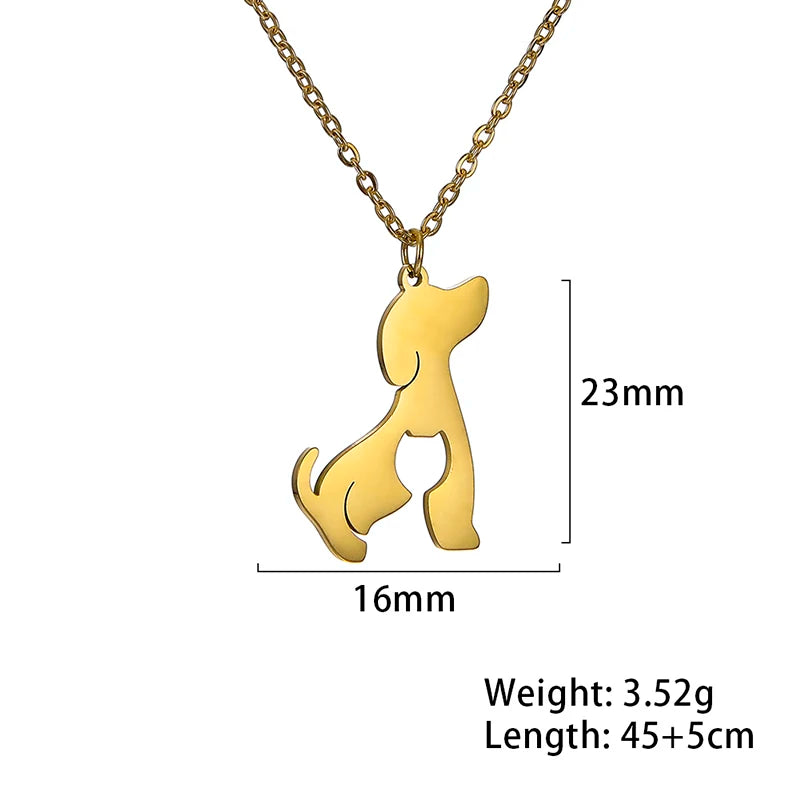 Dog Cat Pet Animal Cute Necklace Gold Color Stainless Steel Chain Necklaces for Women - PeticaDeals