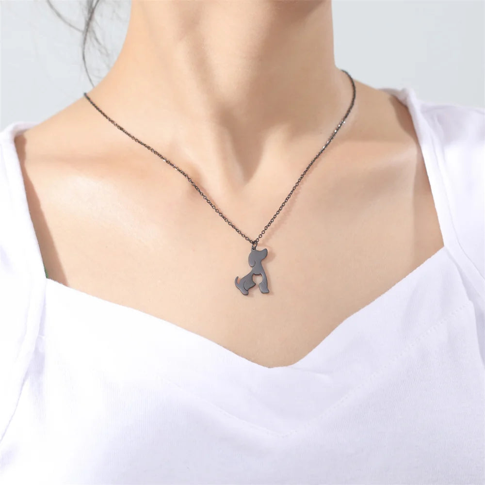 Dog Cat Pet Animal Cute Necklace Gold Color Stainless Steel Chain Necklaces for Women - PeticaDeals