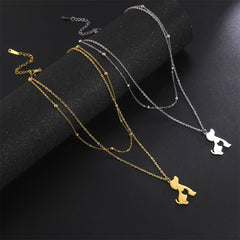 Dog Cat Pet Animal Cute Necklace Gold Color Stainless Steel Chain Necklaces for Women - PeticaDeals
