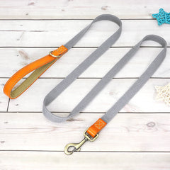 Dog Collar Real Leather Nylon Dog Collars and leash Set Durable Adjustable ID Collars for Small Medium Large Dogs - PeticaDeals