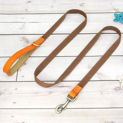 Dog Collar Real Leather Nylon Dog Collars and leash Set Durable Adjustable ID Collars for Small Medium Large Dogs - PeticaDeals