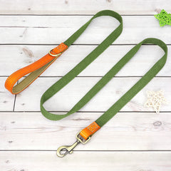 Dog Collar Real Leather Nylon Dog Collars and leash Set Durable Adjustable ID Collars for Small Medium Large Dogs - PeticaDeals