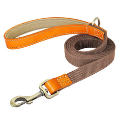 Dog Collar Real Leather Nylon Dog Collars and leash Set Durable Adjustable ID Collars for Small Medium Large Dogs - PeticaDeals