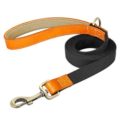 Dog Collar Real Leather Nylon Dog Collars and leash Set Durable Adjustable ID Collars for Small Medium Large Dogs - PeticaDeals