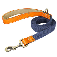 Dog Collar Real Leather Nylon Dog Collars and leash Set Durable Adjustable ID Collars for Small Medium Large Dogs - PeticaDeals