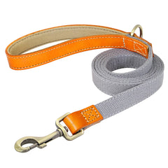 Dog Collar Real Leather Nylon Dog Collars and leash Set Durable Adjustable ID Collars for Small Medium Large Dogs - PeticaDeals