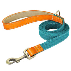 Dog Collar Real Leather Nylon Dog Collars and leash Set Durable Adjustable ID Collars for Small Medium Large Dogs - PeticaDeals