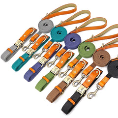 Dog Collar Real Leather Nylon Dog Collars and leash Set Durable Adjustable ID Collars for Small Medium Large Dogs - PeticaDeals
