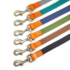 Dog Collar Real Leather Nylon Dog Collars and leash Set Durable Adjustable ID Collars for Small Medium Large Dogs - PeticaDeals