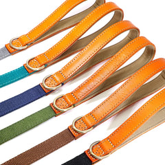 Dog Collar Real Leather Nylon Dog Collars and leash Set Durable Adjustable ID Collars for Small Medium Large Dogs - PeticaDeals