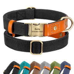 Dog Collar Real Leather Nylon Dog Collars and leash Set Durable Adjustable ID Collars for Small Medium Large Dogs - PeticaDeals