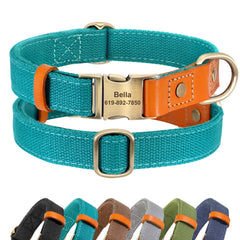 Dog Collar Real Leather Nylon Dog Collars and leash Set Durable Adjustable ID Collars for Small Medium Large Dogs - PeticaDeals