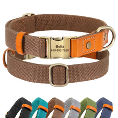 Dog Collar Real Leather Nylon Dog Collars and leash Set Durable Adjustable ID Collars for Small Medium Large Dogs - PeticaDeals