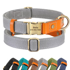 Dog Collar Real Leather Nylon Dog Collars and leash Set Durable Adjustable ID Collars for Small Medium Large Dogs - PeticaDeals