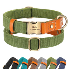 Dog Collar Real Leather Nylon Dog Collars and leash Set Durable Adjustable ID Collars for Small Medium Large Dogs - PeticaDeals