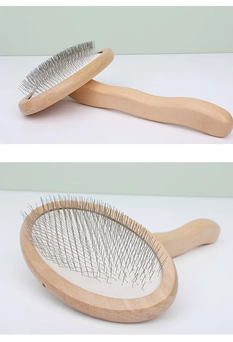 Dog Comb Wooden Handle Dog Brush Pet Grooming Comfortable Handle Combs for Cats - PeticaDeals