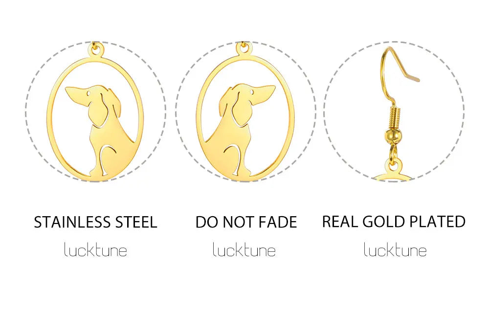 Dog Earrings Stainless Steel Lovely Dachshund Pet Animal Earrings for Women Fashion Jewelry - PeticaDeals