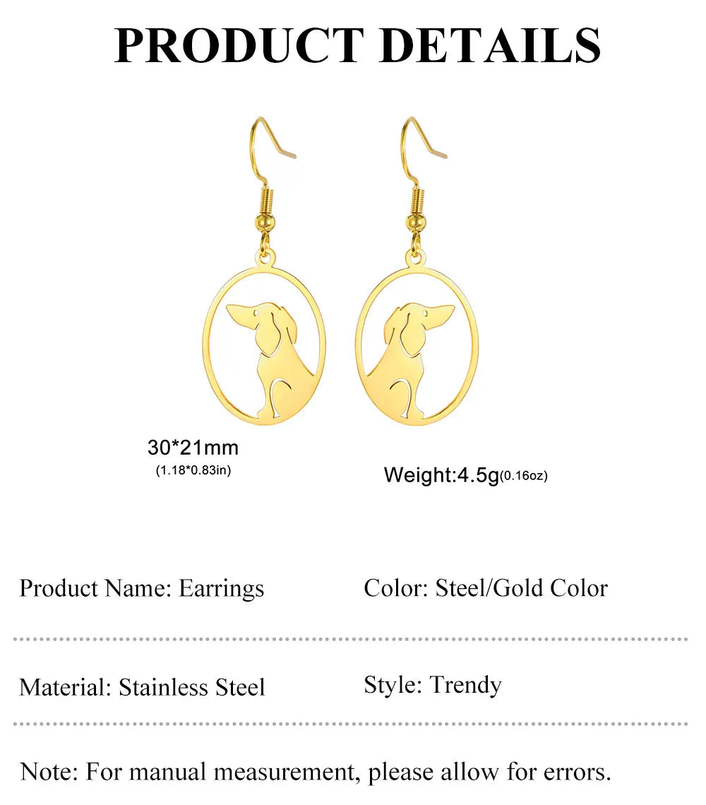 Dog Earrings Stainless Steel Lovely Dachshund Pet Animal Earrings for Women Fashion Jewelry - PeticaDeals