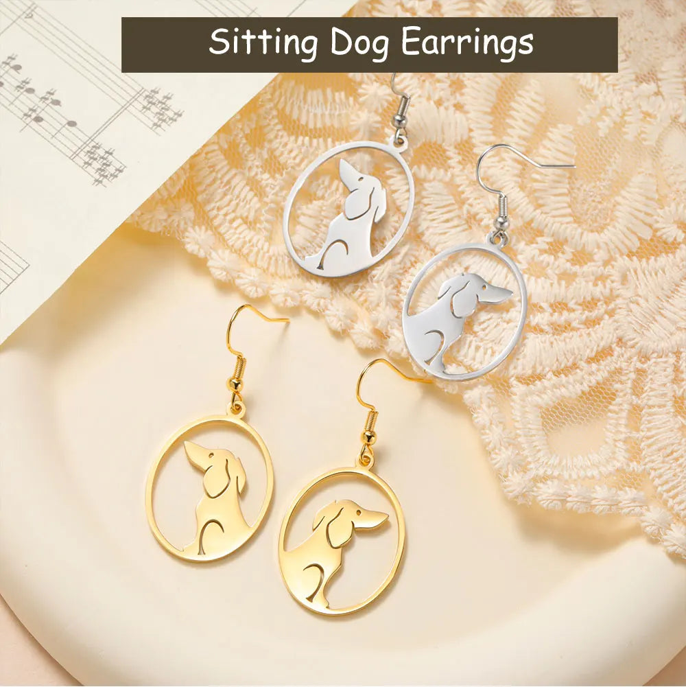 Dog Earrings Stainless Steel Lovely Dachshund Pet Animal Earrings for Women Fashion Jewelry - PeticaDeals