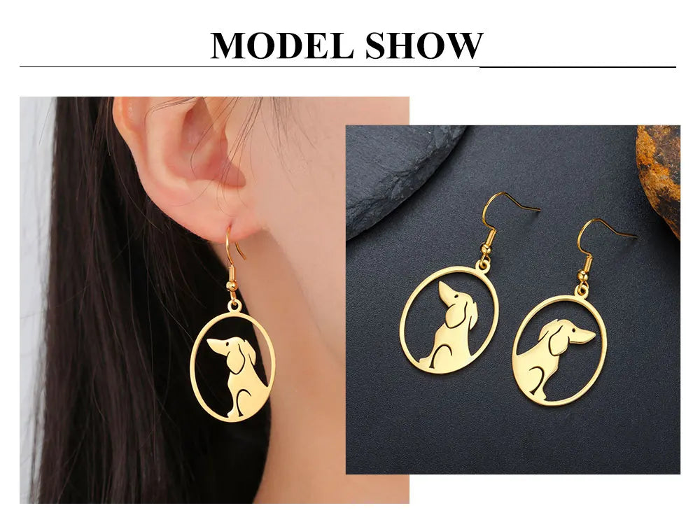 Dog Earrings Stainless Steel Lovely Dachshund Pet Animal Earrings for Women Fashion Jewelry - PeticaDeals