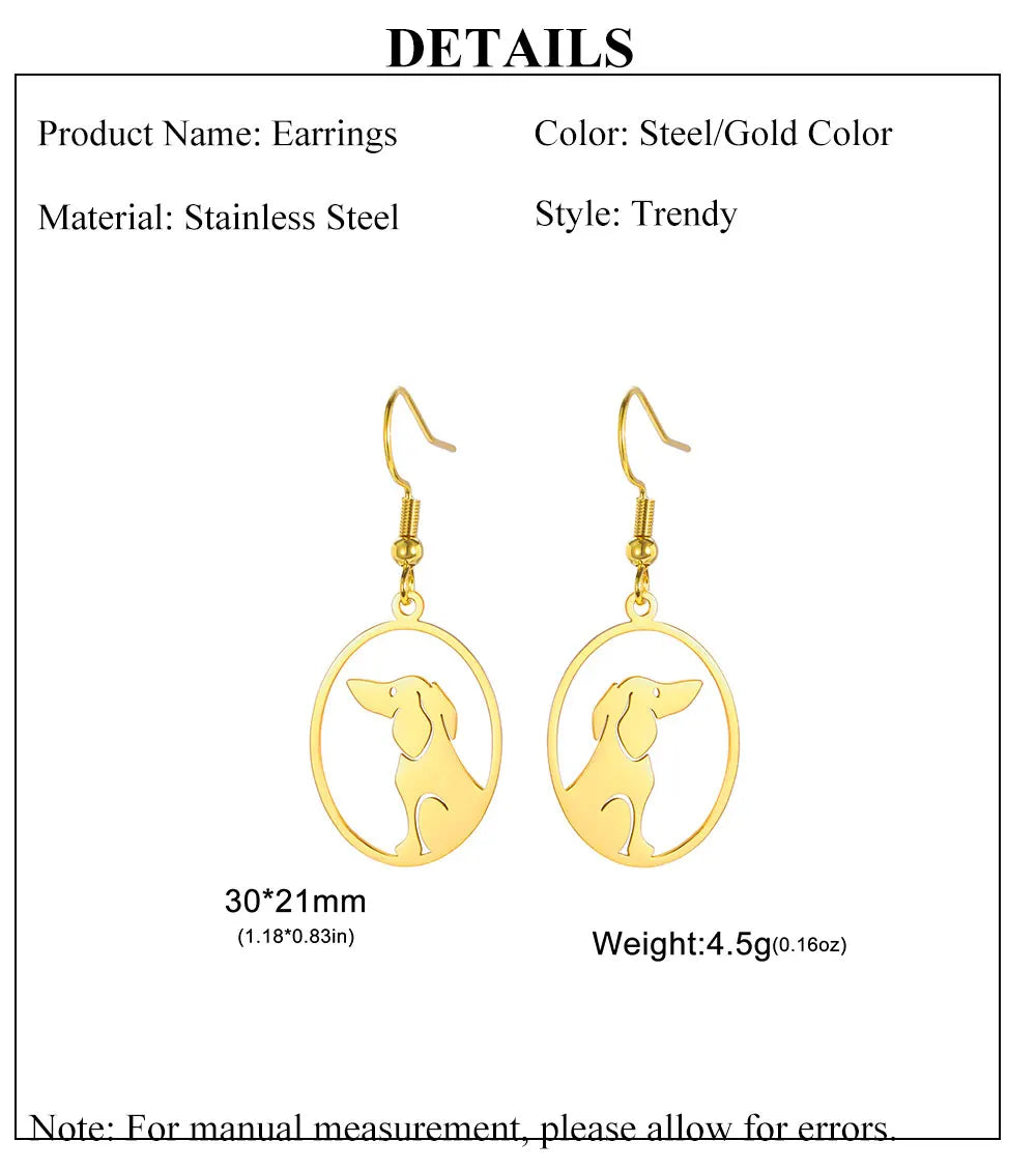 Dog Earrings Stainless Steel Lovely Dachshund Pet Animal Earrings for Women Fashion Jewelry - PeticaDeals