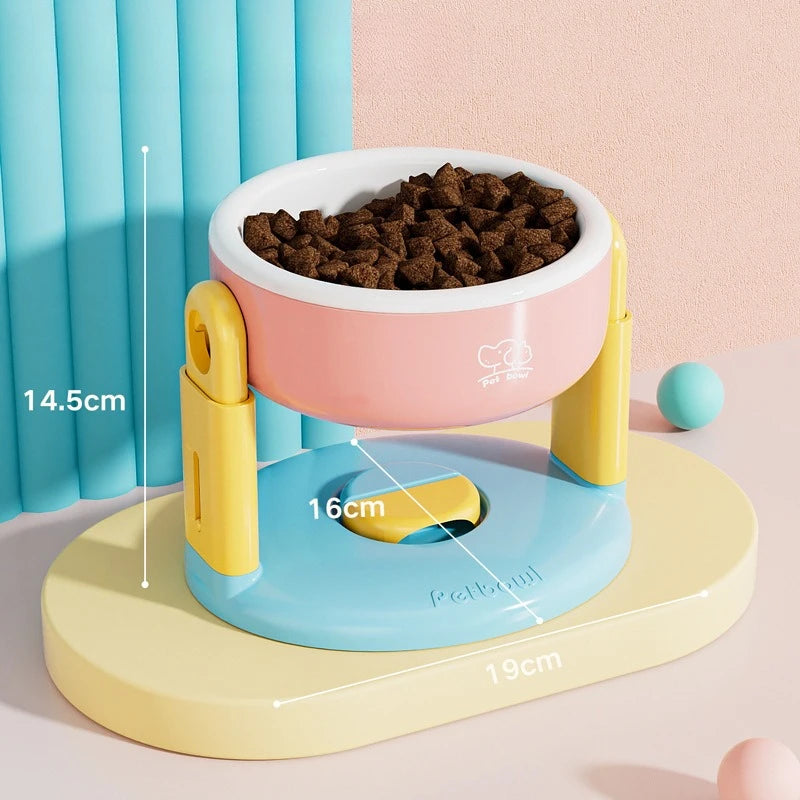 Dog Food Bowl Adjustable Lifting Cat Bowl Oblique Mouth High-footed - PeticaDeals