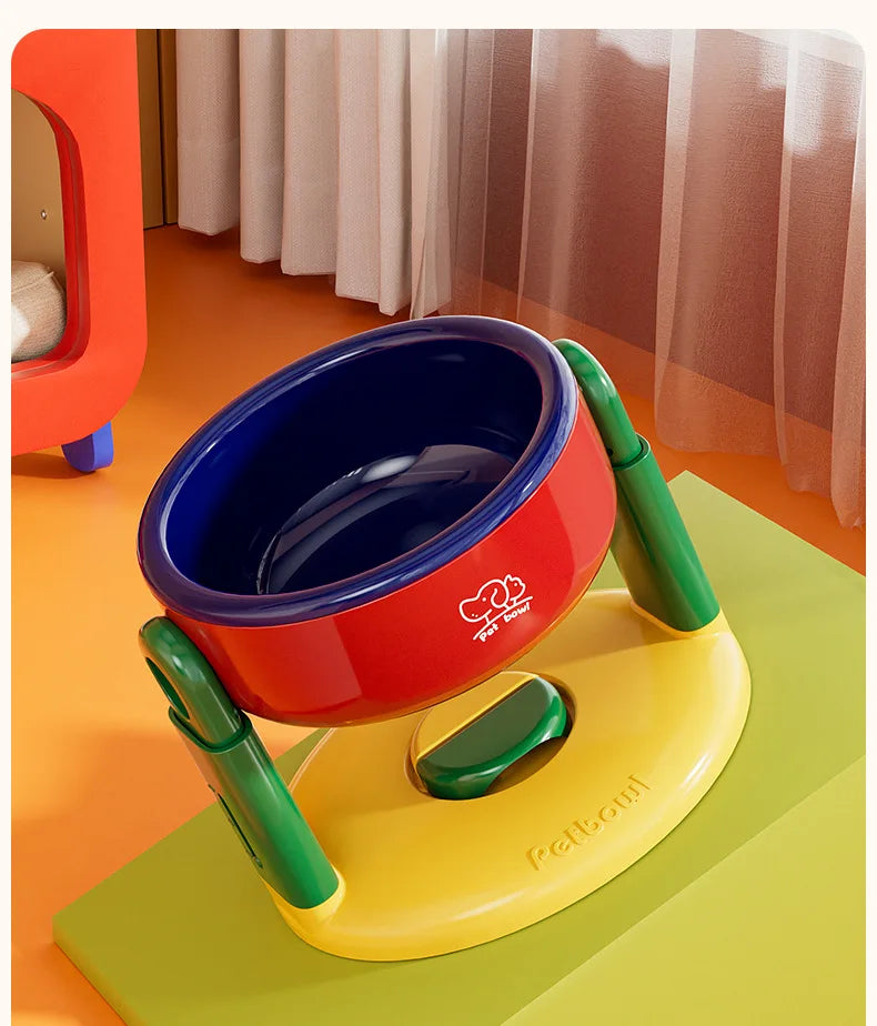 Dog Food Bowl Adjustable Lifting Cat Bowl Oblique Mouth High-footed - PeticaDeals