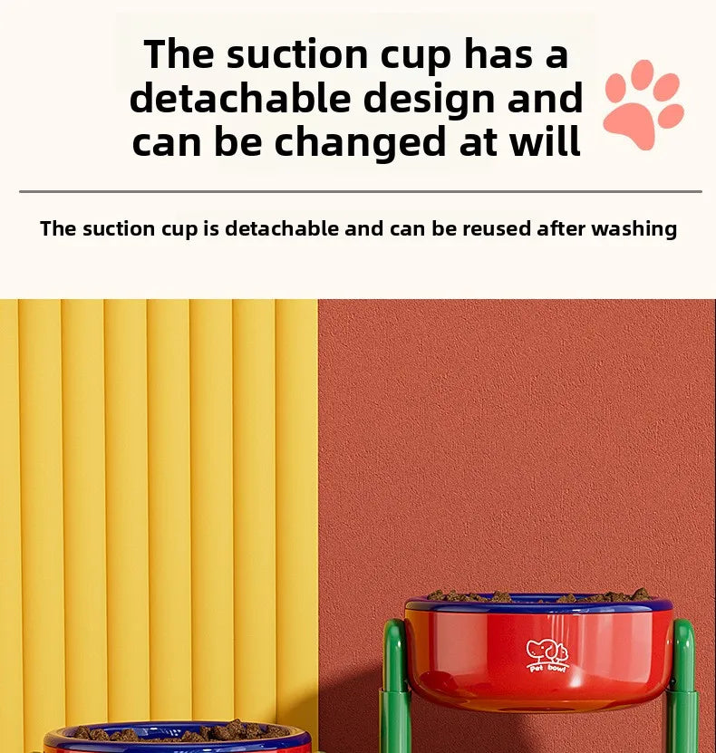 Dog Food Bowl Adjustable Lifting Cat Bowl Oblique Mouth High-footed - PeticaDeals