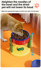 Dog Food Bowl Adjustable Lifting Cat Bowl Oblique Mouth High-footed - PeticaDeals