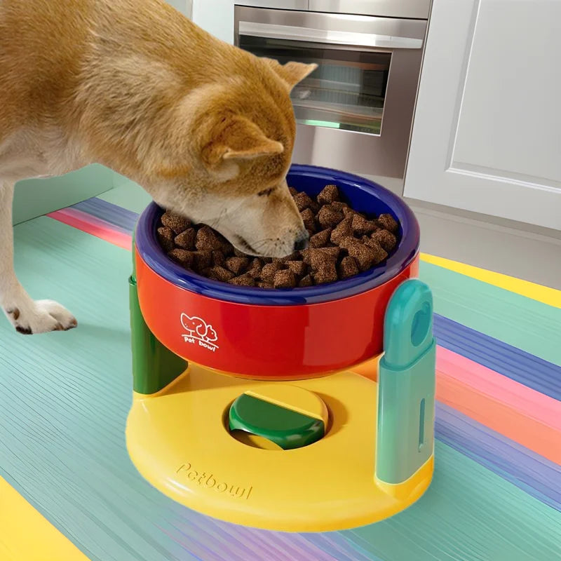 Dog Food Bowl Adjustable Lifting Cat Bowl Oblique Mouth High-footed - PeticaDeals