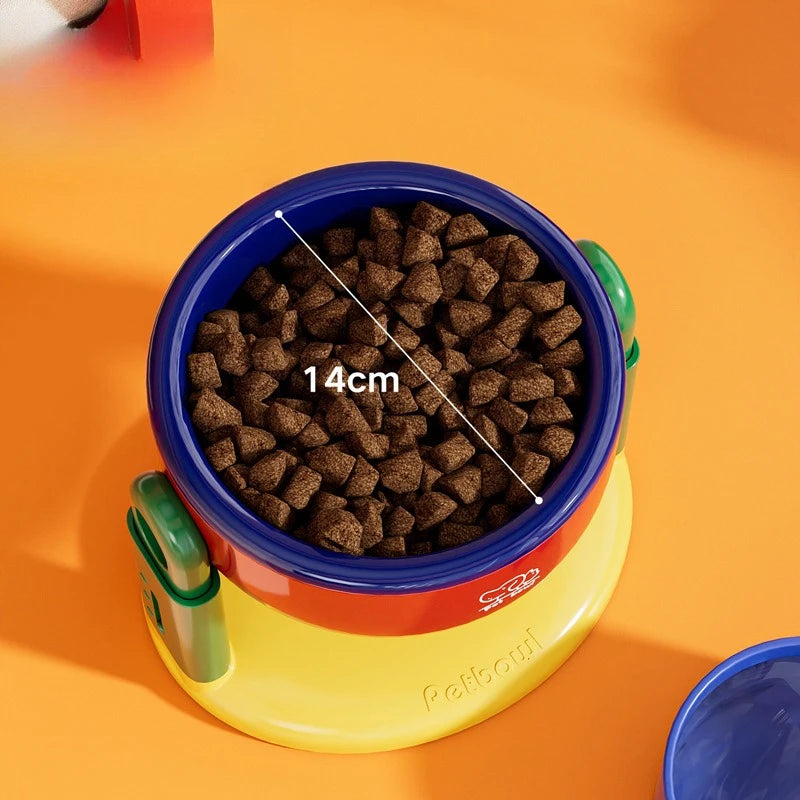 Dog Food Bowl Adjustable Lifting Cat Bowl Oblique Mouth High-footed - PeticaDeals