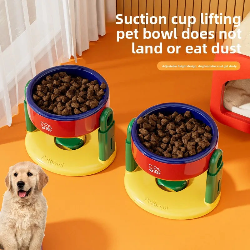 Dog Food Bowl Adjustable Lifting Cat Bowl Oblique Mouth High-footed - PeticaDeals