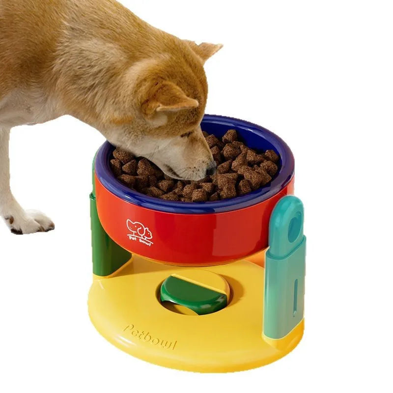 Dog Food Bowl Adjustable Lifting Cat Bowl Oblique Mouth High-footed - PeticaDeals