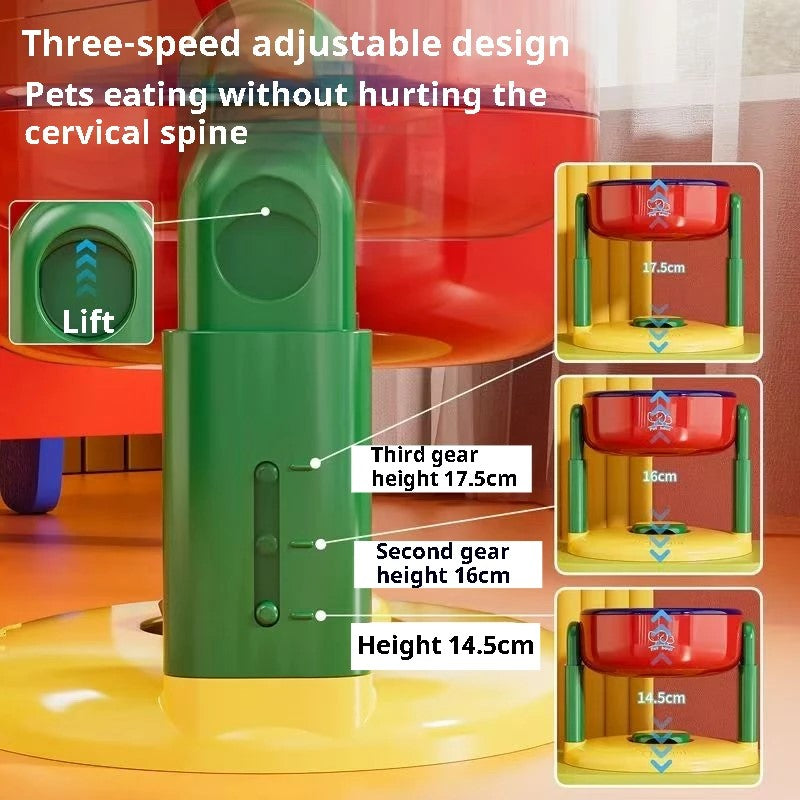 Dog Food Bowl Adjustable Lifting Cat Bowl Oblique Mouth High-footed - PeticaDeals