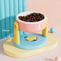 Dog Food Bowl Adjustable Lifting Cat Bowl Oblique Mouth High-footed - PeticaDeals