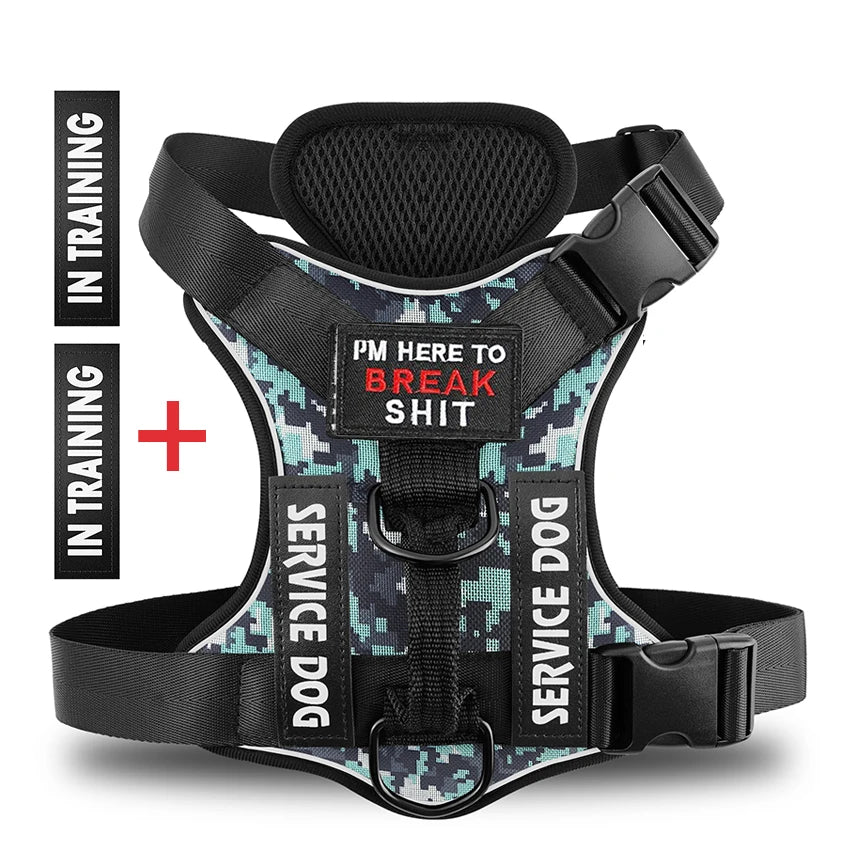 Dog Harness No-pull Reflective Tactical Harness Vest for Small Large Pet Dogs - PeticaDeals