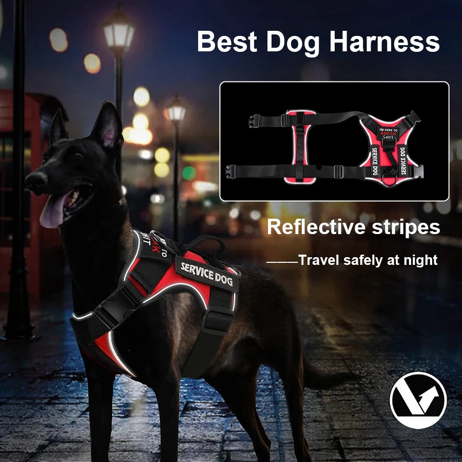 Dog Harness No-pull Reflective Tactical Harness Vest for Small Large Pet Dogs - PeticaDeals