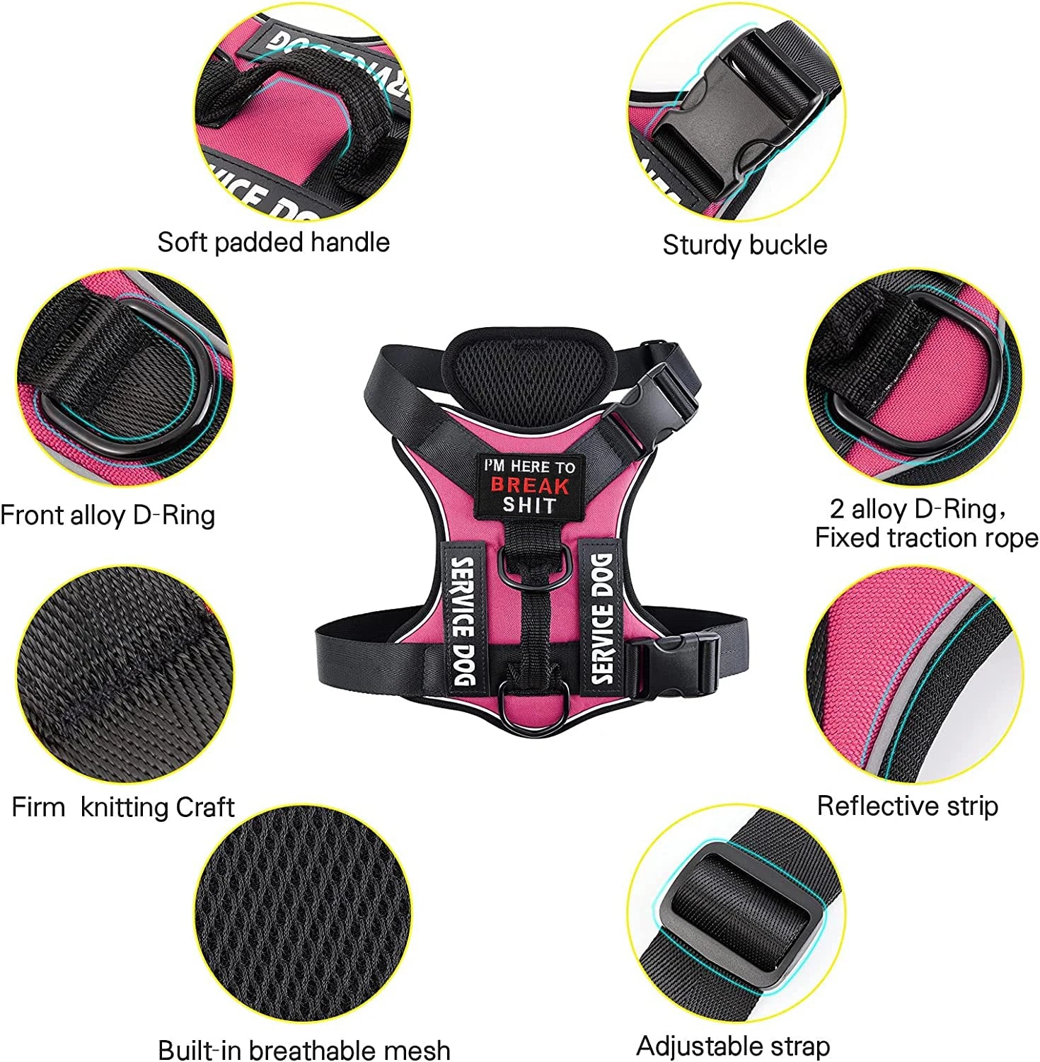 Dog Harness No-pull Reflective Tactical Harness Vest for Small Large Pet Dogs - PeticaDeals