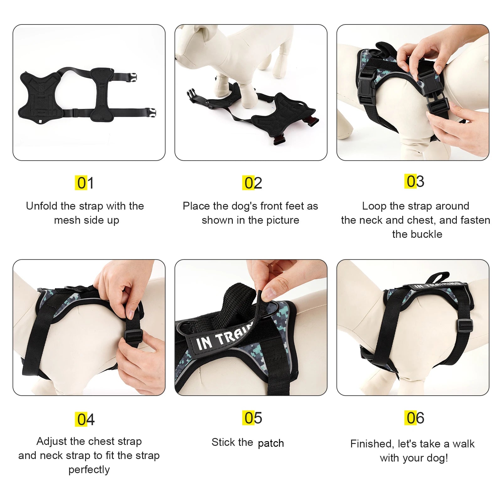 Dog Harness No-pull Reflective Tactical Harness Vest for Small Large Pet Dogs - PeticaDeals