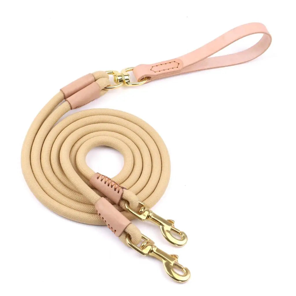 Dog Leash Durable Pet Walking Leash Rope Double Coupler 1 Way 2 Ways - PeticaDeals