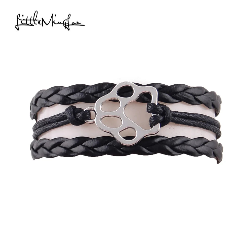 Dog Paw Bracelet Stacks Animal Dog Paw Charm Women Bracelets & Bangles For Women Men - PeticaDeals