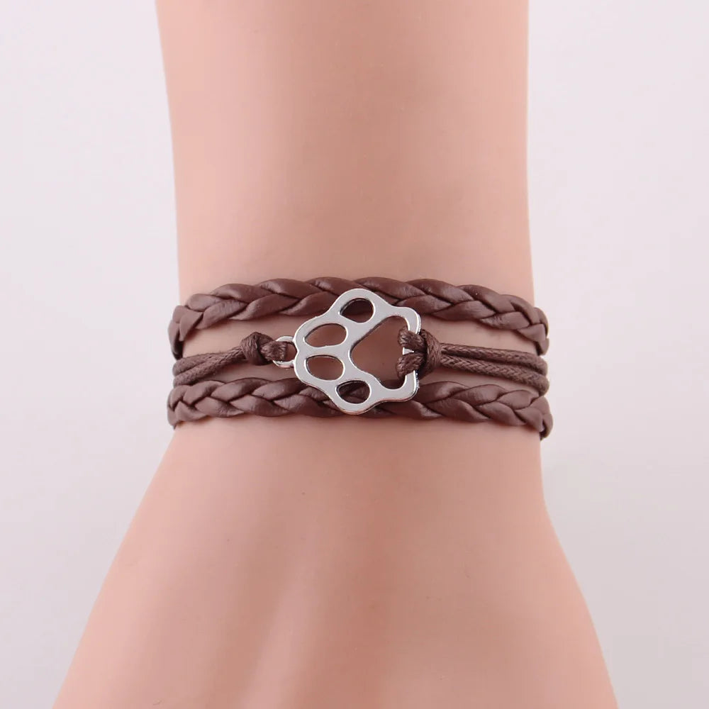 Dog Paw Bracelet Stacks Animal Dog Paw Charm Women Bracelets & Bangles For Women Men - PeticaDeals