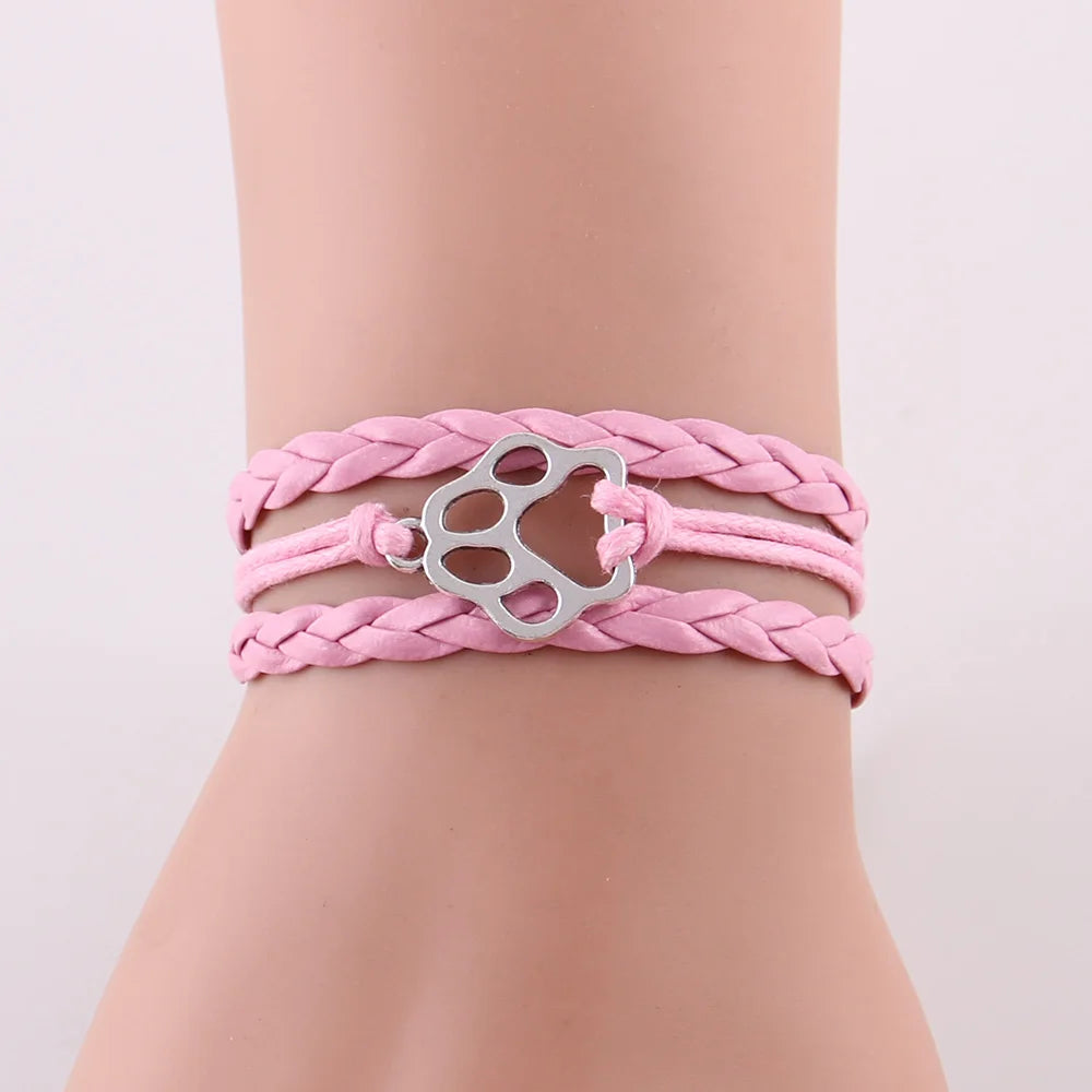 Dog Paw Bracelet Stacks Animal Dog Paw Charm Women Bracelets & Bangles For Women Men - PeticaDeals