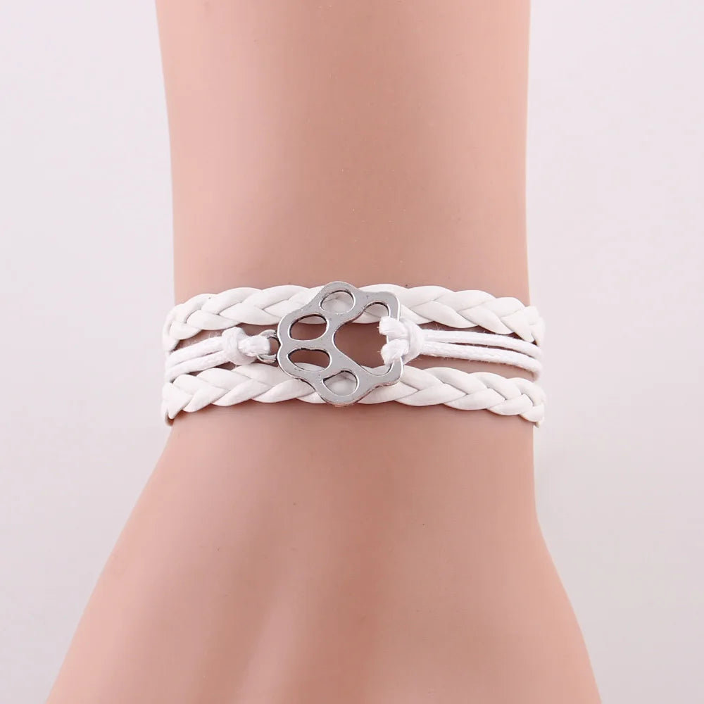 Dog Paw Bracelet Stacks Animal Dog Paw Charm Women Bracelets & Bangles For Women Men - PeticaDeals