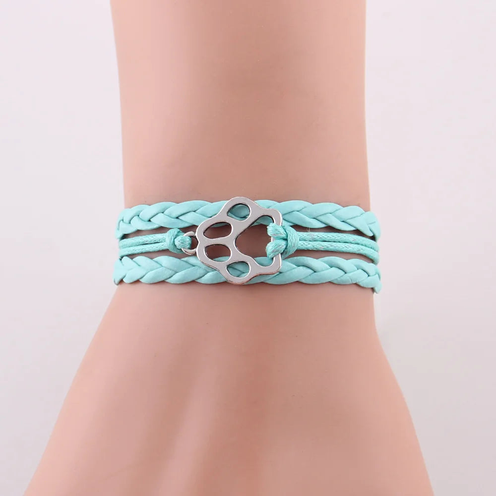 Dog Paw Bracelet Stacks Animal Dog Paw Charm Women Bracelets & Bangles For Women Men - PeticaDeals